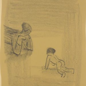 香月泰男「母子像より」の買取作品画像　リトグラフ